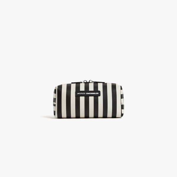 Small / Poplin Stripe Black | Front view of the Metro Toiletry Case small in Poplin Stripe Black